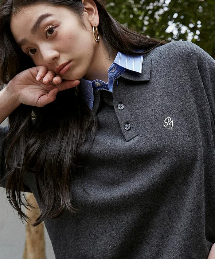 PEACH JOHN × PUBLUX 聯名限定 小標誌 襟付 針織Polo衫