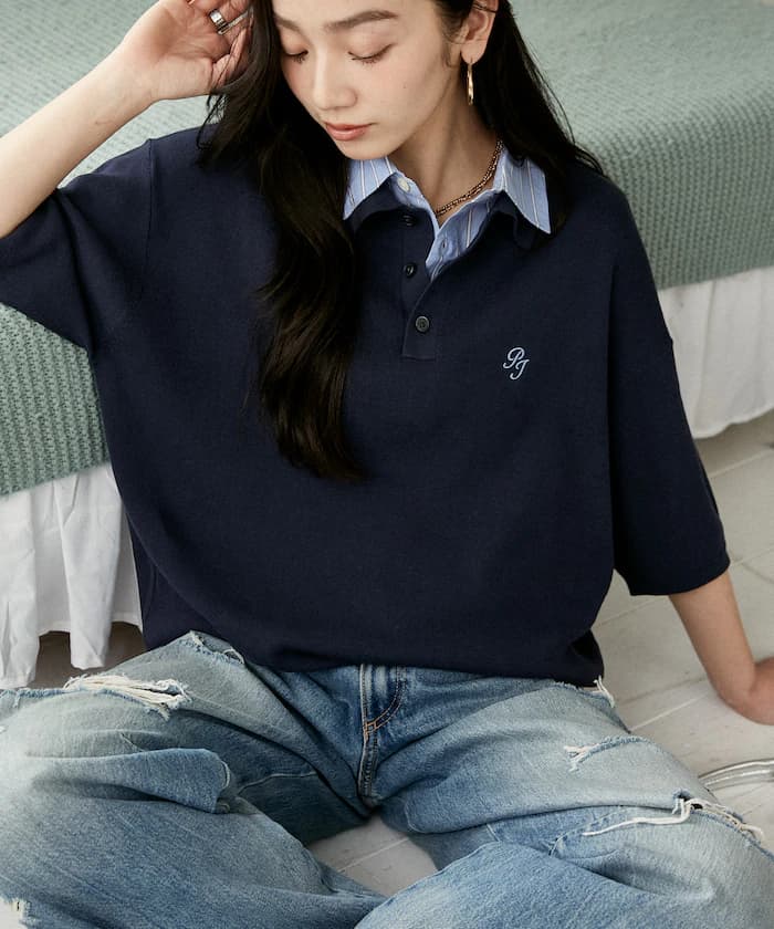 PEACH JOHN × PUBLUX 聯名限定 小標誌 襟付 針織Polo衫