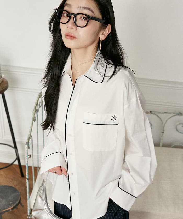 PEACH JOHN × PUBLUX 聯名限定 小標誌刺繡 配色滾邊 襯衫【4月10日10時發售】