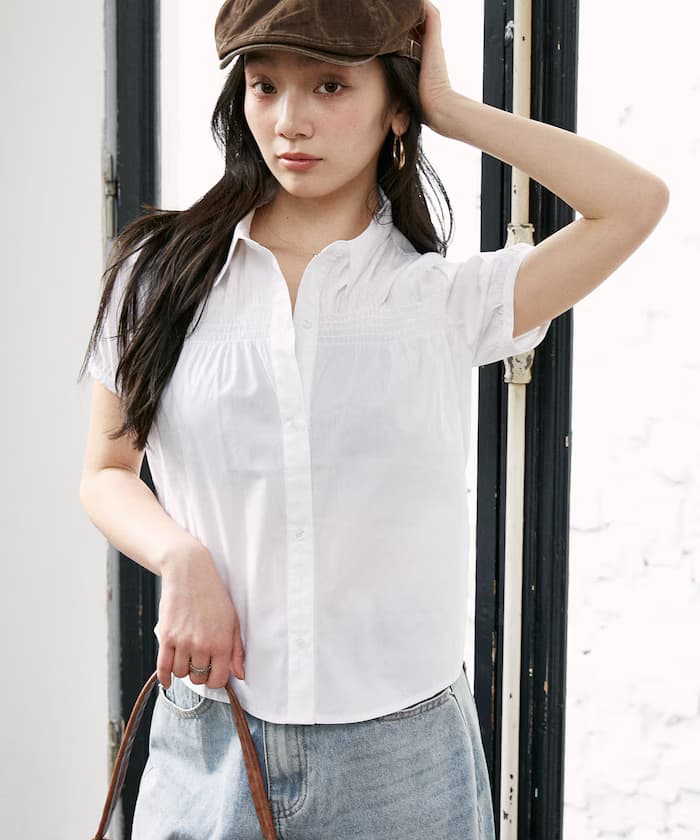 抽皺蒙紗緊身襯衫 限定展開