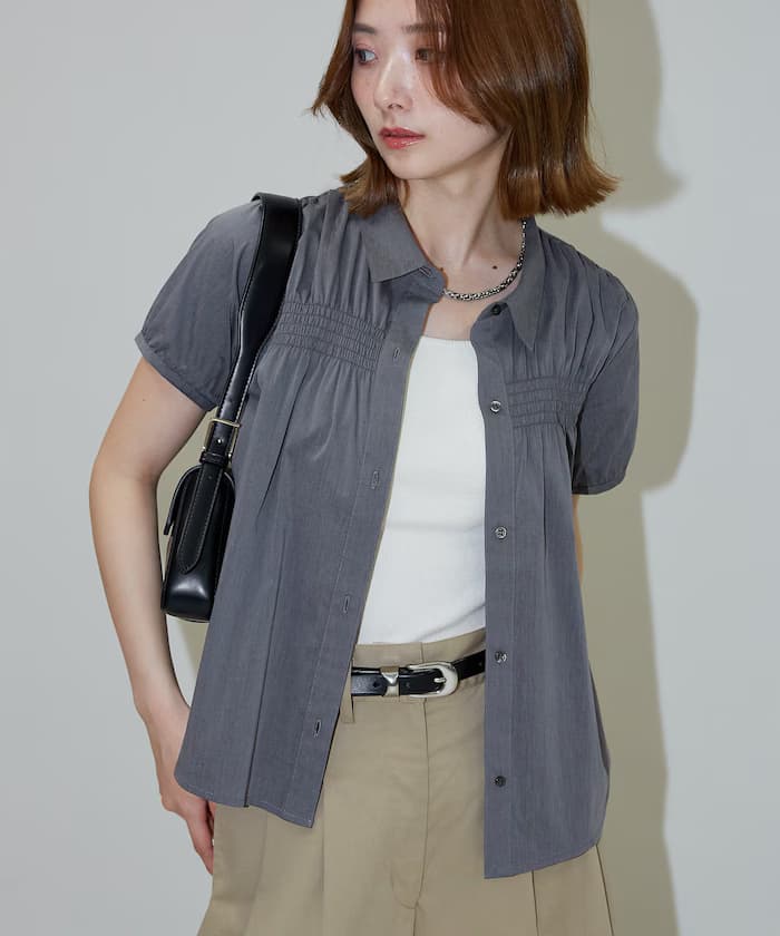 抽皺蒙紗緊身襯衫 限定展開