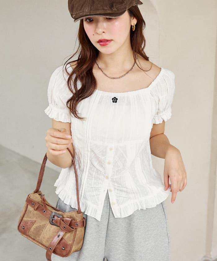 MARY QUANT×PUBLUX限定款 單點繡蕾絲罩衫