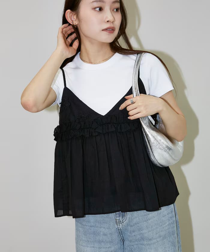 花刺繍細節 細肩帶馬甲背心【限定款】