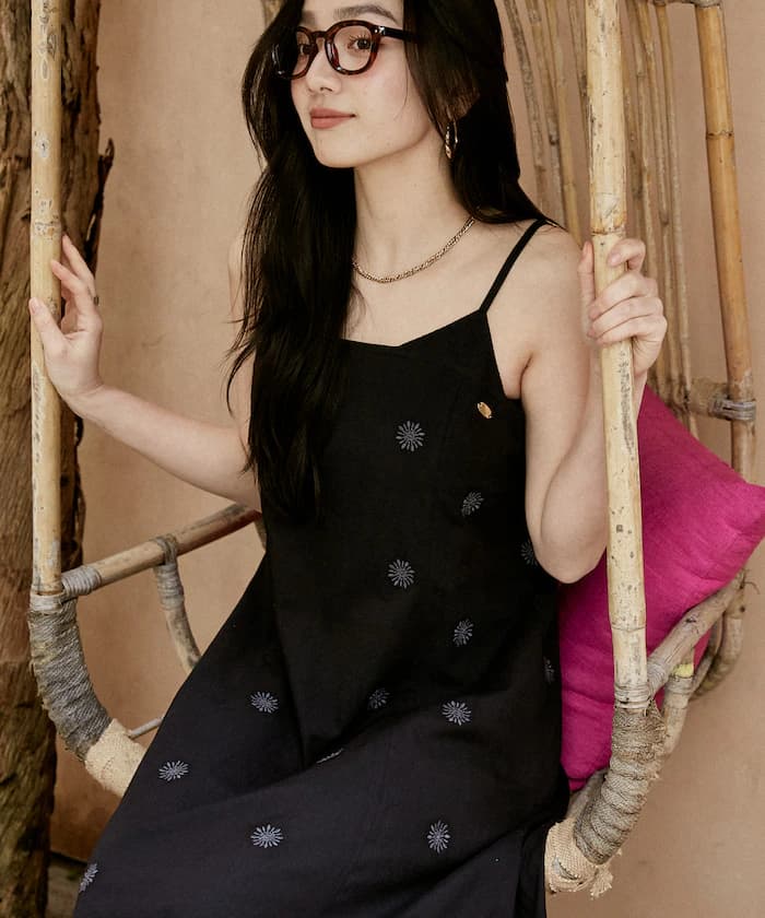 PEACH JOHN 聯名限定 花卉繡 長版細肩帶連身裙【4月10日10時發售】