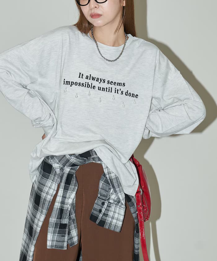 水滴珍珠刺繡LOGO BIG長袖上衣 限定發售