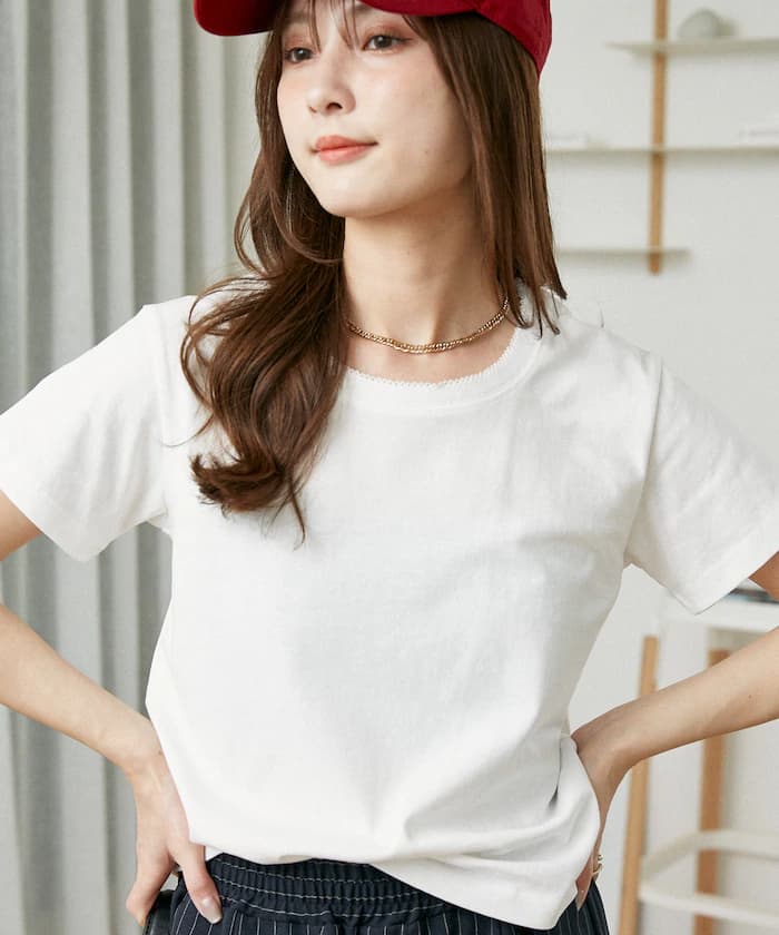 皮可蕾絲圓領 T恤 限定展開