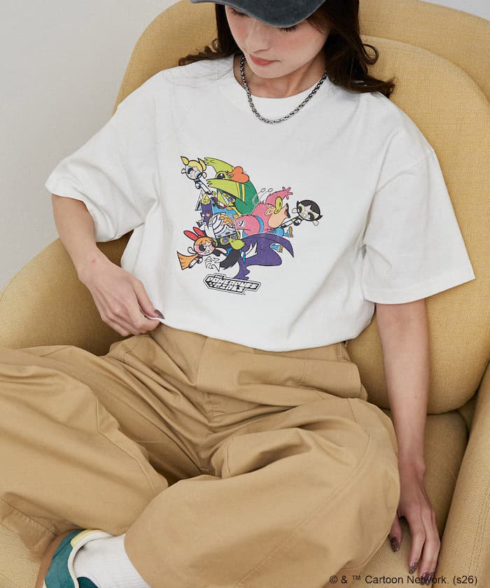 【THE POWERPUFF GIRLS】パワーパフ ガールズ 胸前印花 T恤 限定展開