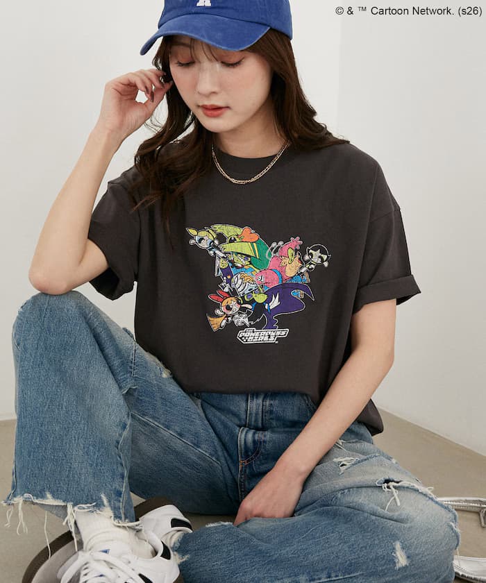 【THE POWERPUFF GIRLS】パワーパフ ガールズ 胸前印花 T恤 限定展開