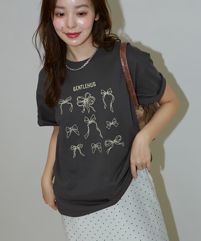 蝴蝶結刺繡 T恤【限定款】