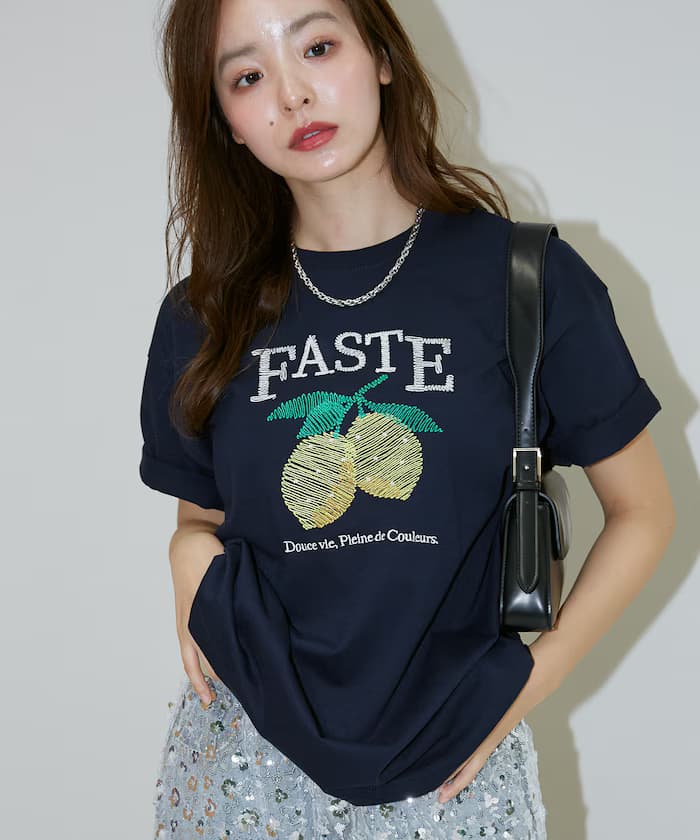 檸檬刺繍短袖T恤【限定款】