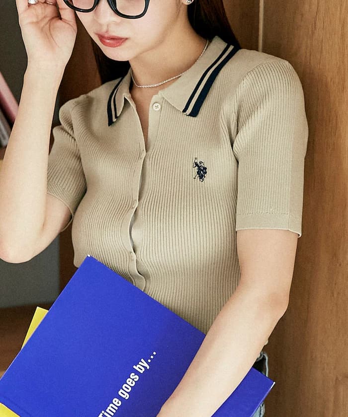 別注領口配色夏季針織開衫 限定展開