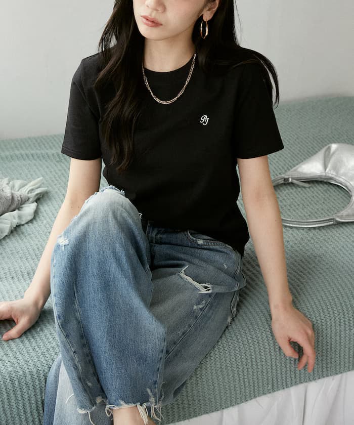 PEACH JOHN × PUBLUX 聯名限定 小標誌 Logo 刺繡 短袖T恤【限定款】