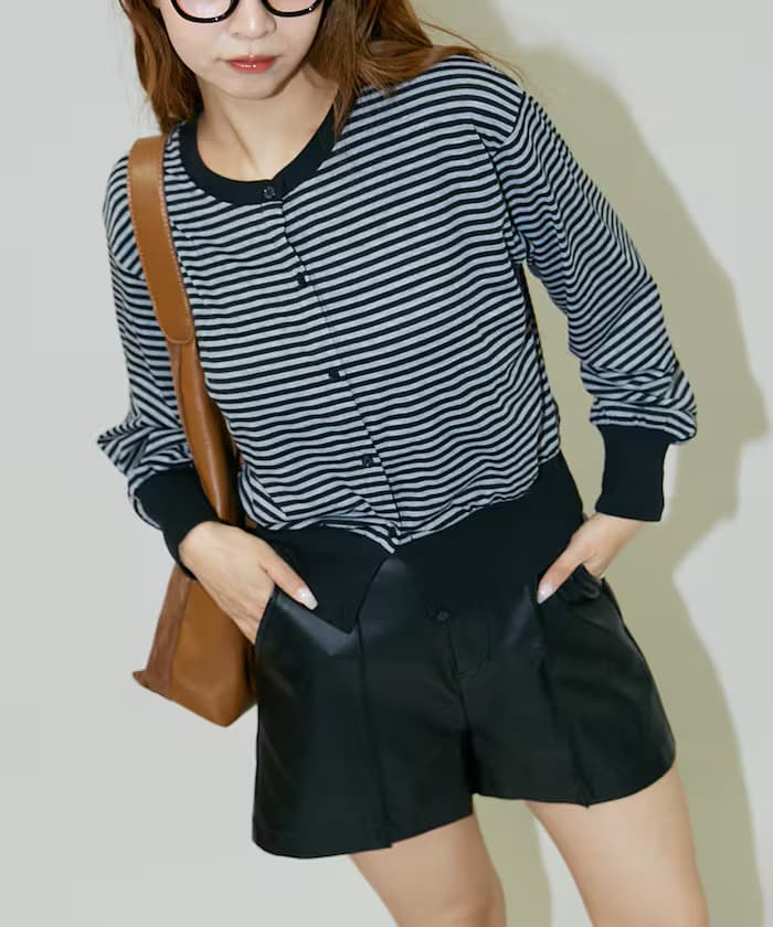 橫條紋針織開衫 限定展開