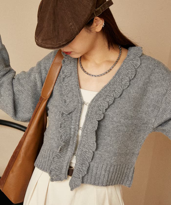 荷葉邊針織開衫 限定展開