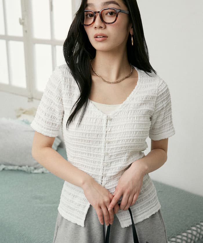 V領半袖針織開衫 限定展開