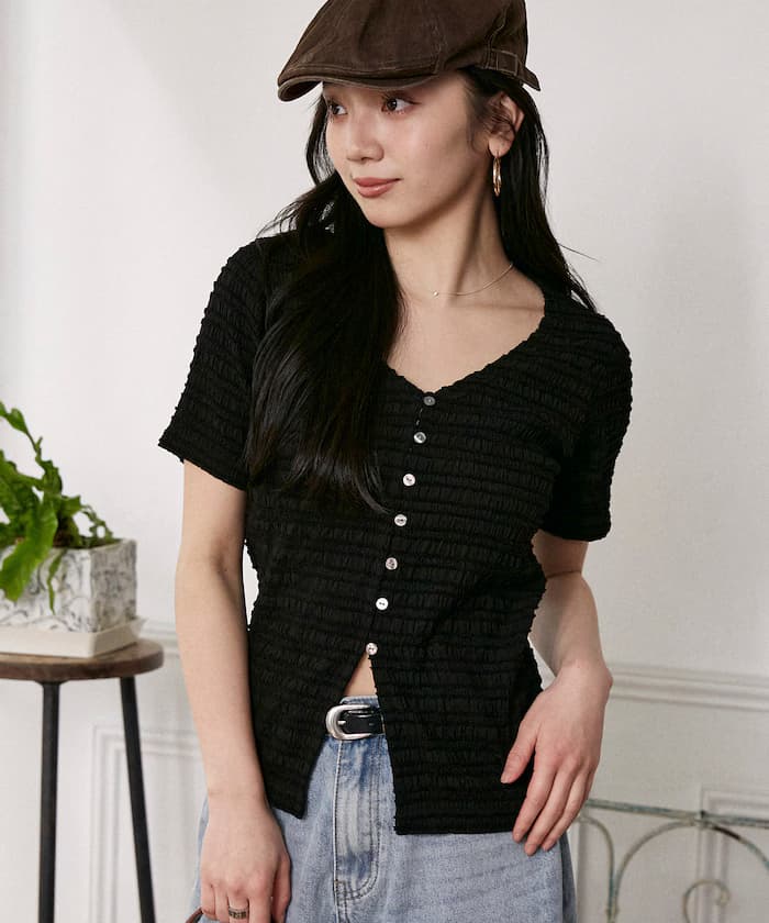 V領半袖針織開衫 限定展開