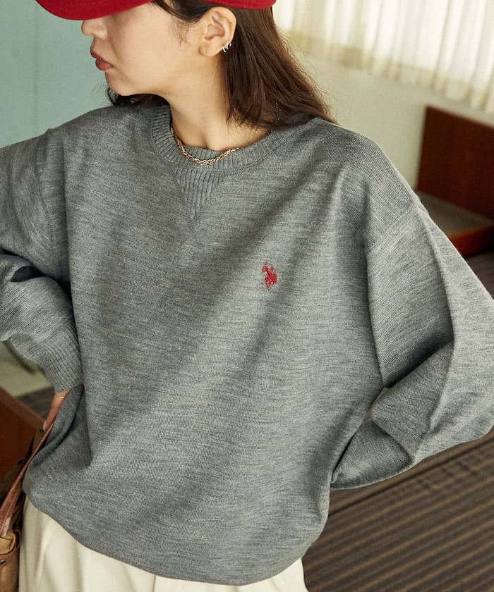 U.S. POLO ASSN. × PUBLUX限定款 衛衣ライク針織衫 單點刺繡