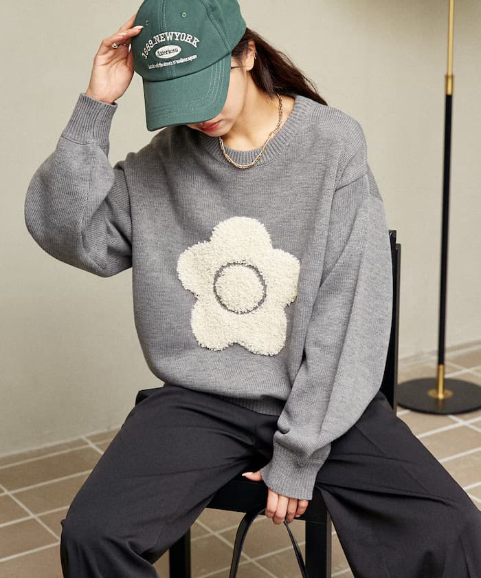 相良花卉紋理藝術提花針織衫 限定展開