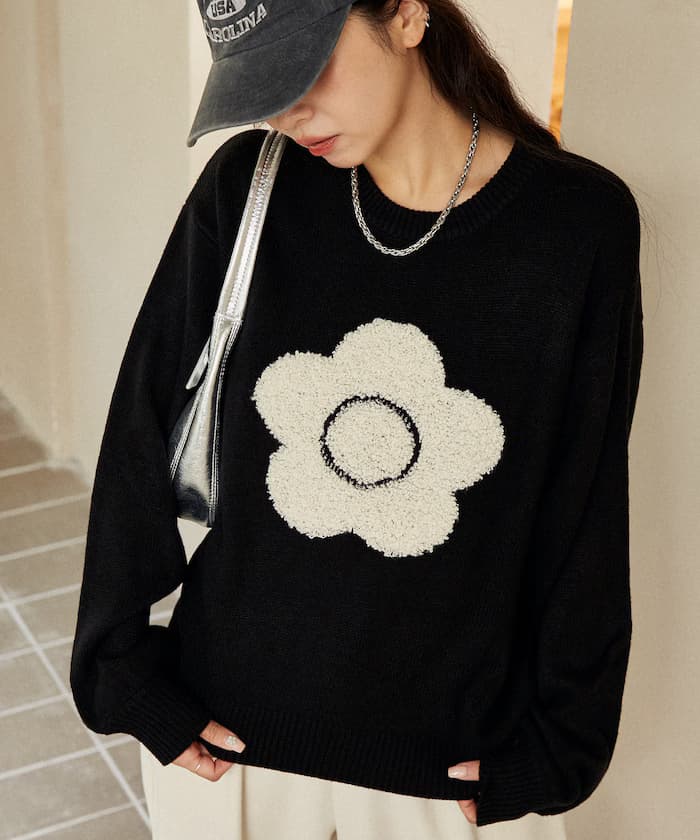 相良花卉紋理藝術提花針織衫 限定展開