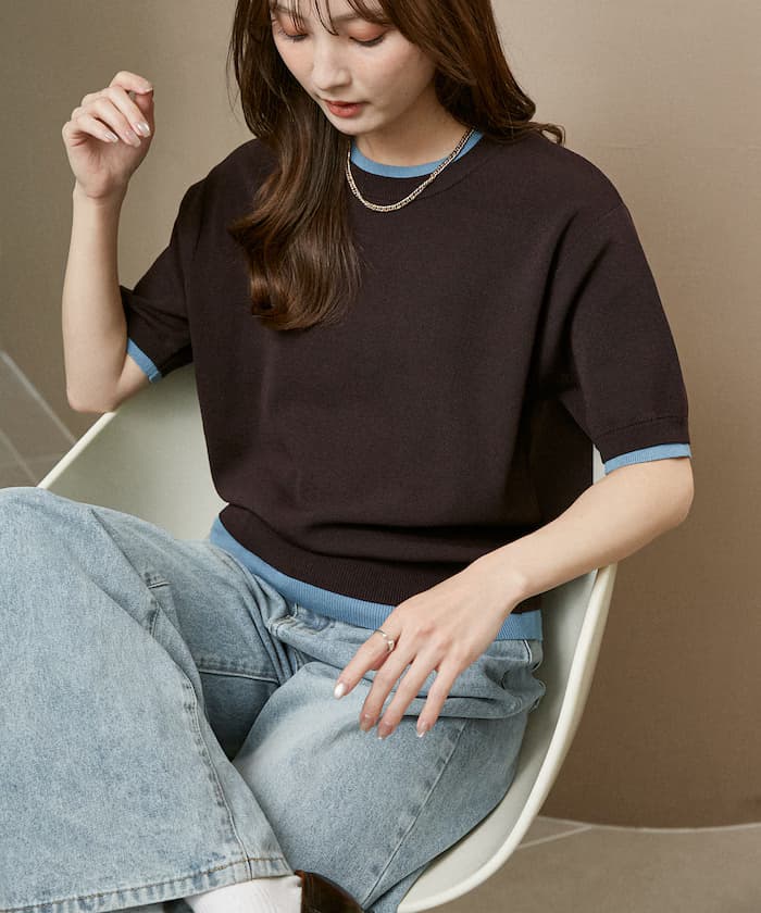 配色夏季針織套頭衫 限定展開