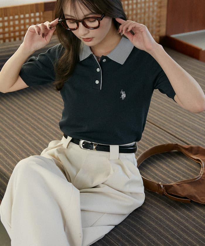 接觸冷感別注雙層領針織Polo衫限定展開