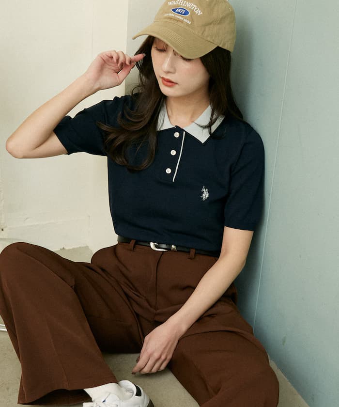 接觸冷感別注雙層領針織Polo衫限定展開