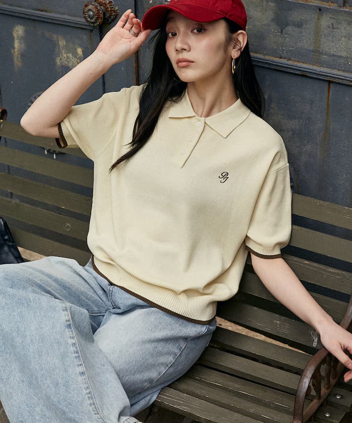 PEACH JOHN 聯名限定 涼感 配色袖 夏季針織 Polo衫【4月10日10時發售】