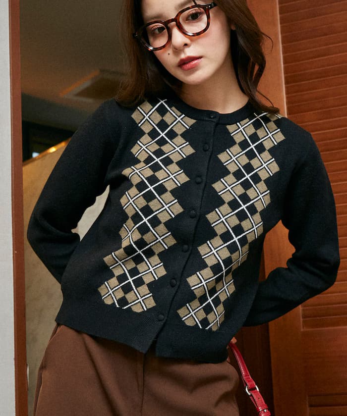 亞蓋爾圖案 JACQUARD 針織開衫 限定展開