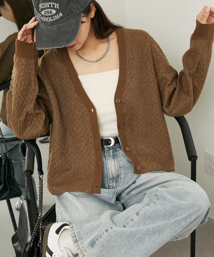 亮片透膚提花針織開衫 限定展開