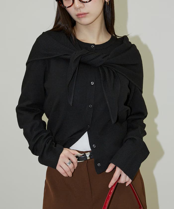 披肩套組圓領針織開衫 限定展開