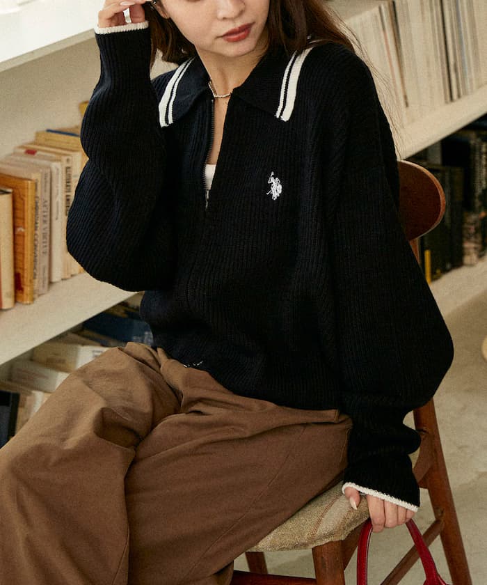 U.S. POLO ASSN. × PUBLUX限定款領線駕駛針織衫