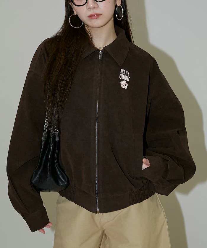 麂皮觸感一點刺繡外套