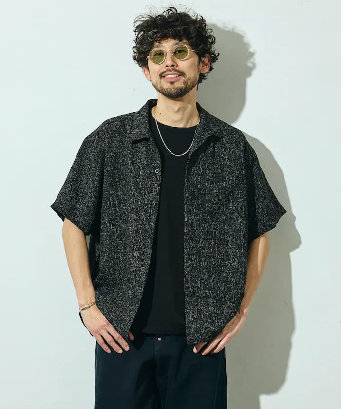 粗花呢短袖開襟襯衫 / 套裝搭配款