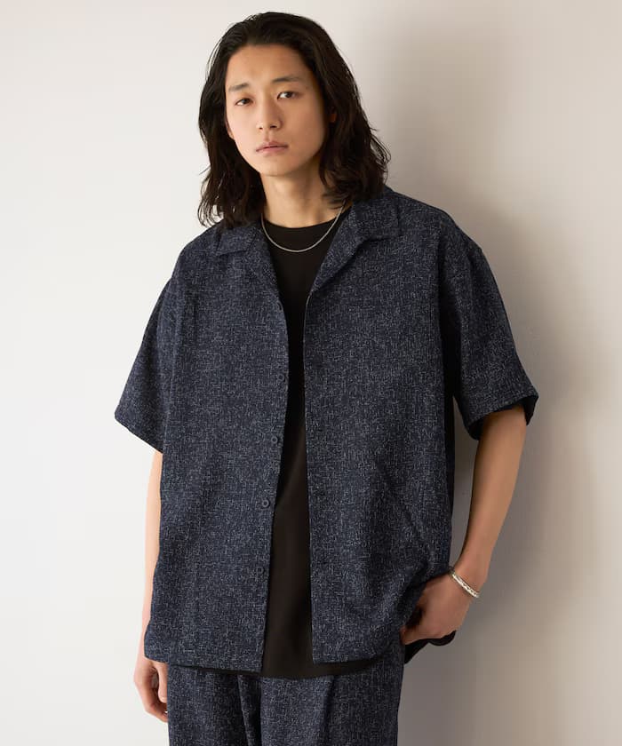 粗花呢短袖開襟襯衫 / 套裝搭配款