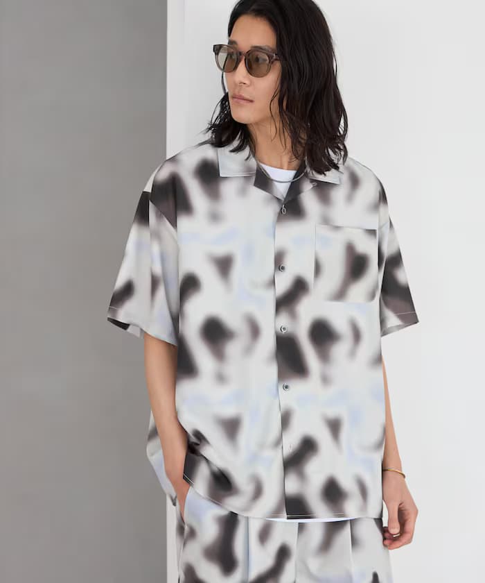 開襟短袖襯衫 總圖案設計 可搭成套裝