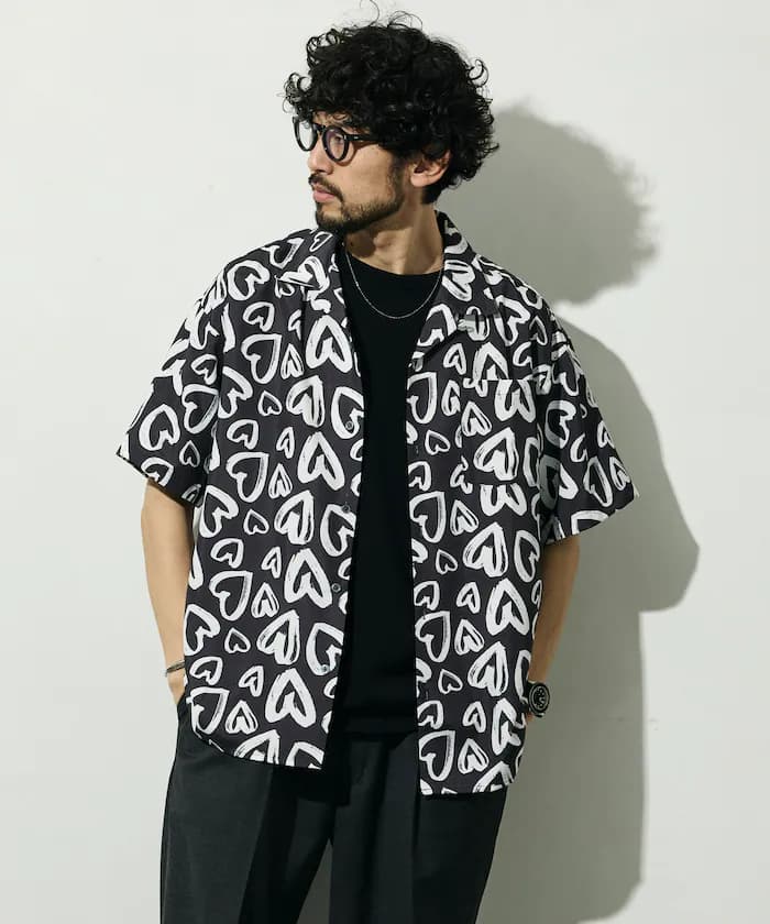 開襟短袖襯衫 總圖案設計 可搭成套裝