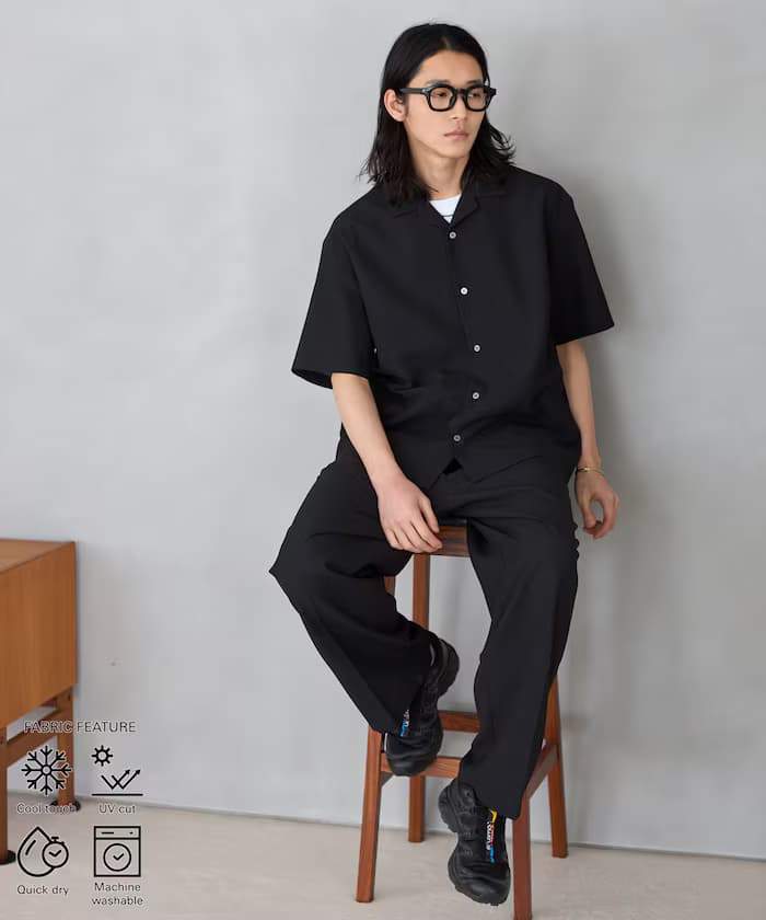 機能性素材開領短袖襯衫套裝3件組 / 可水洗 / UVカット / 速乾性 / 接觸冷感