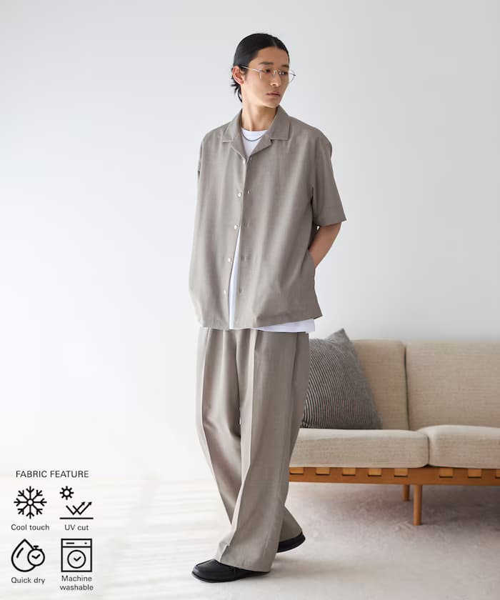 機能性素材開領短袖襯衫套裝3件組 / 可水洗 / UVカット / 速乾性 / 接觸冷感