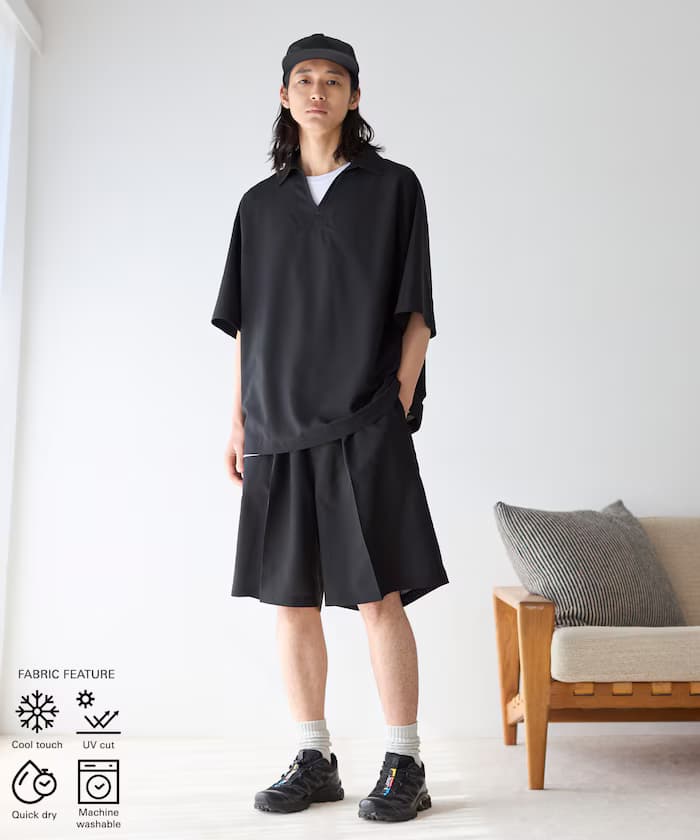 機能性素材套頭衫短版襯衫3件組套裝 可水洗 UVカット 速乾性 接觸冷感