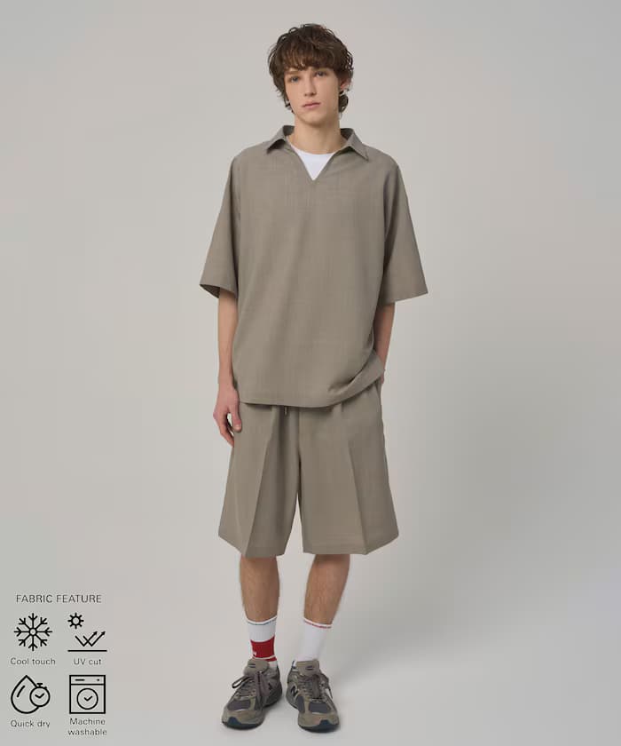 機能性素材套頭衫短版襯衫3件組套裝 可水洗 UVカット 速乾性 接觸冷感