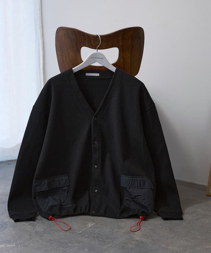 側口袋束繩科技保溫針織開衫