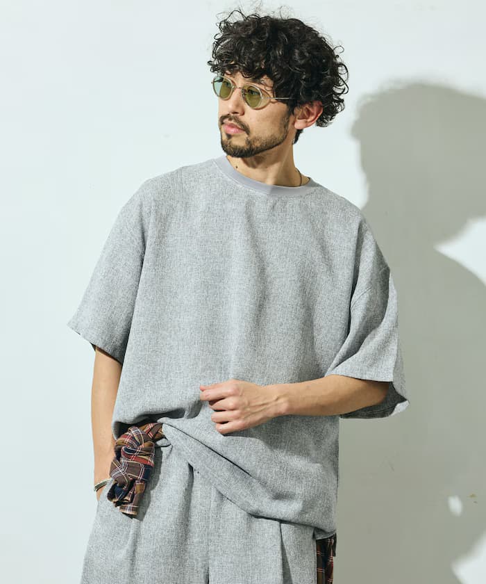 粗花呢短袖圓領上衣／可搭配套裝