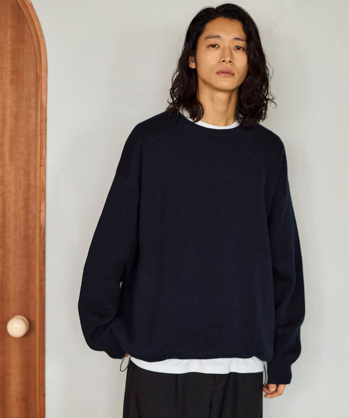 米蘭羅紋束繩圓領針織衫 / 易打理