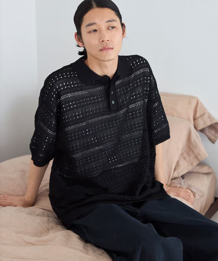 寬版短袖針織Polo衫