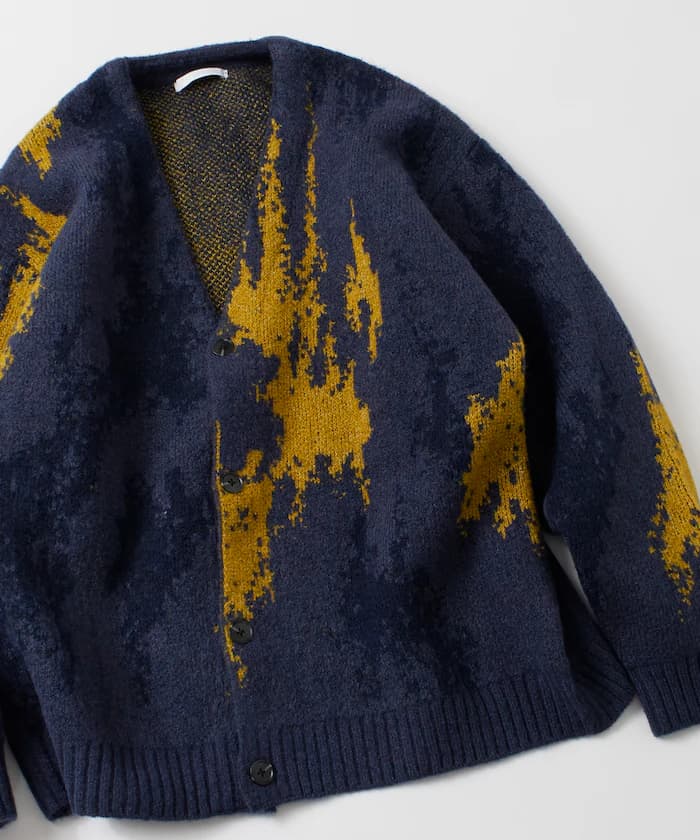 全圖案雙層提花針織開衫 / 寬鬆版型