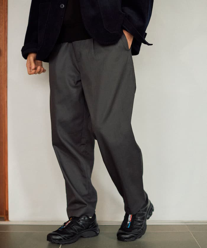 寬版束繩卡其褲子 / 錐形鬆緊卡其褲子