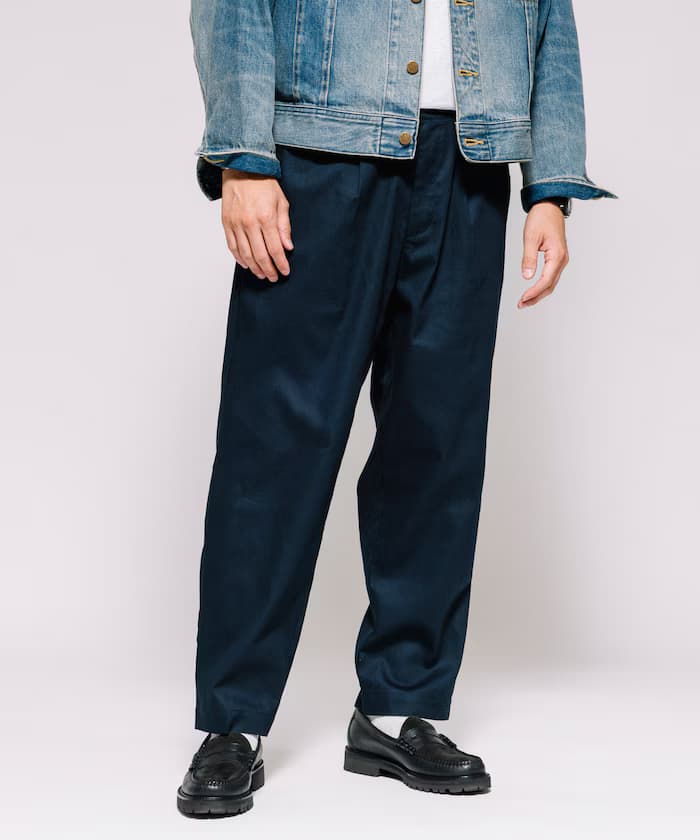 寬版束繩卡其褲子 / 錐形鬆緊卡其褲子