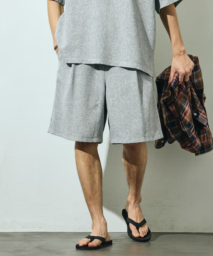 夏季粗花呢鬆緩寬版短褲／套裝搭配款