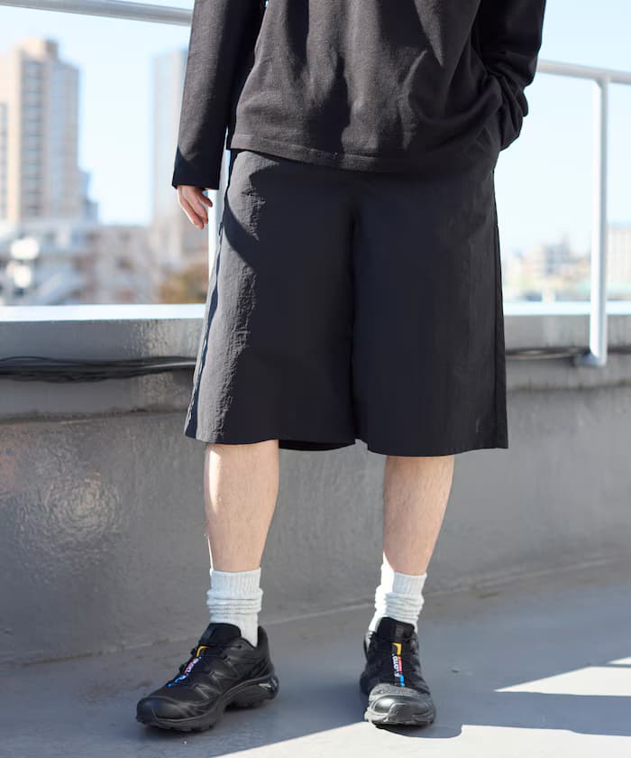 尼龍 寬管七分短褲