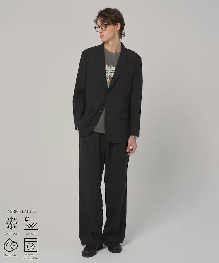 機能性素材外套＆寬版西褲套裝 可水洗 防曬 快乾 涼感